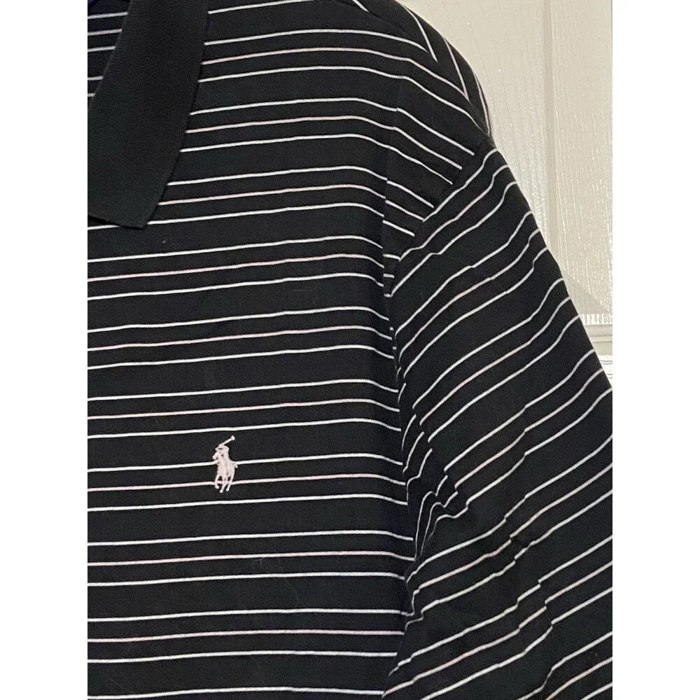 Polo Golf Ralph Lauren Polo Shirt Men's XL Black Striped Short Sleeve Pullover